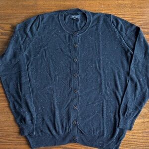 Nicole Miller black silver thread lightweight jewel neck cardigan EUC